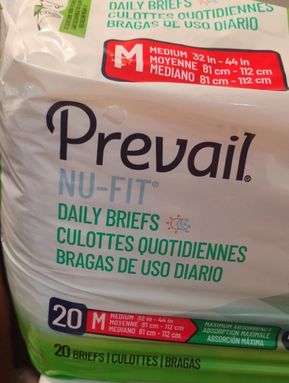 Prevail Nu-Fit Daily Briefs in Green - Pack of 20 (Medium)